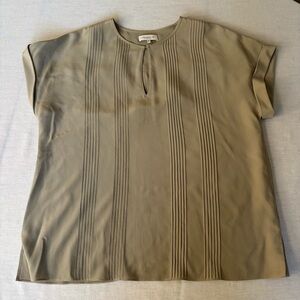Lafayette 148 Silk Pintuck Blouse Taupe L | Luxe Minimal